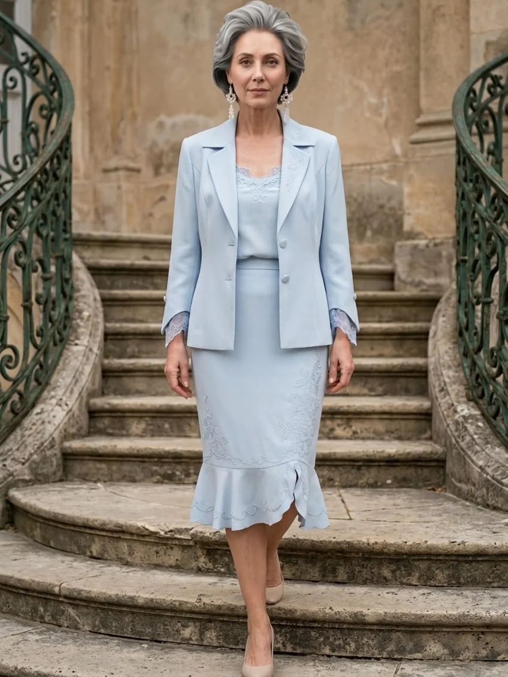 Women's Light Blue Tailored Blazer Jacket